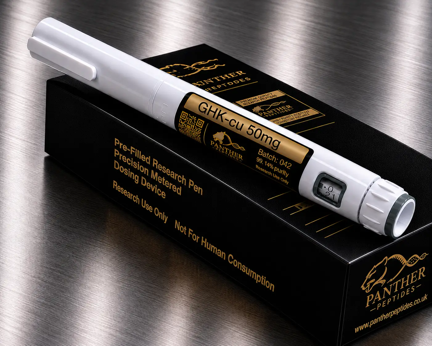 GHK-Cu 50mg Disposable Research Pen GHK-Cu 50mg disposable research pen by Panther Peptides