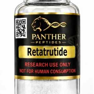 Retatrutide research peptide vial by Panther Peptides